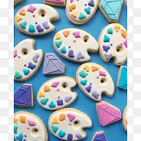 七色彩虹彩色饼干可爱