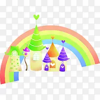 开学季手绘房子彩虹