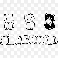 6只可爱的卡通小猫咪矢量图