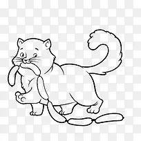 简笔画吃香肠的猫咪