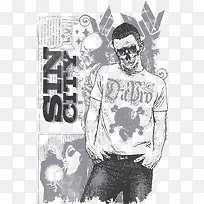 骷髅男人印花