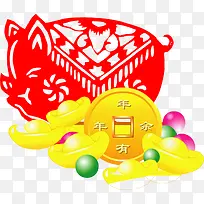 新年财宝小猪PNG矢量素材