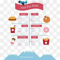 雪山背景儿童节日菜单模板