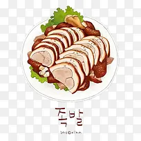 韩国水彩风猪蹄肉