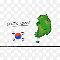 手绘韩国地图