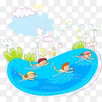 孩子们在游泳