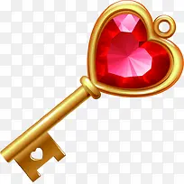 红色爱心宝石钥匙