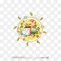 可爱卡通儿童游玩矢量图