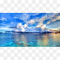 蓝天白云大海风景