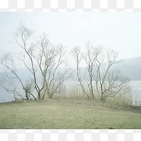 蓝天白云山峰海水树林