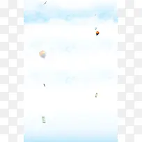 蓝天白云彩色氢气球海报