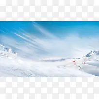 雪山蓝天立绘背景图片