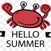 你好夏天卡通螃蟹