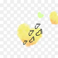 手绘黄色白云脚板