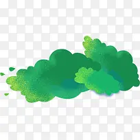 绿色手绘水彩白云