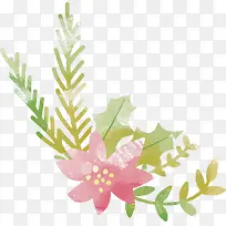绿色水彩清新花朵