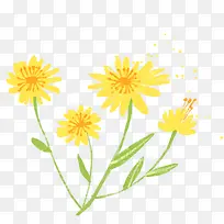 手绘黄色花朵清新植物