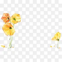 黄色唯美手绘花朵清新