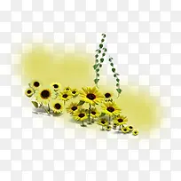 手绘黄色向日葵花朵