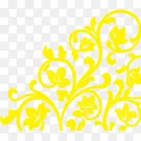 手绘黄色边框纹理花朵