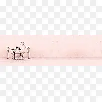 卡通手插画情侣背景banner