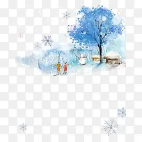 卡通手绘雪景