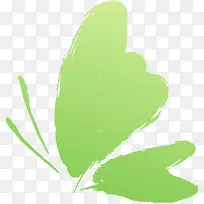 手绘绿色爱心树叶剪影
