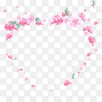 粉色手绘花朵爱心创意