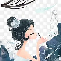 化妆的美女