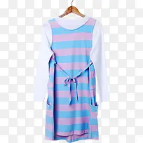 夏季清新蓝粉色长裙服饰