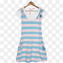 夏季蓝粉色长裙服饰
