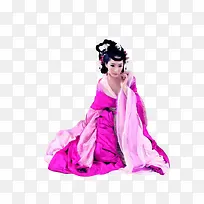 紫粉长裙古典美女