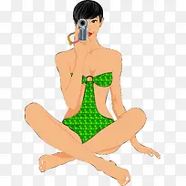 矢量手绘美女
