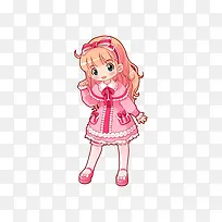 超可爱卡通少女服装粉色裙子图标