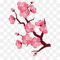粉红色手绘桃花装饰图案