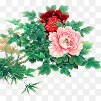手绘粉红色复古牡丹十字绣