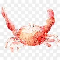 手绘粉红色漫画螃蟹