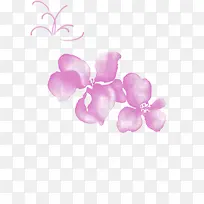 紫色水墨手绘鲜花