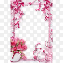 粉色鲜花装饰背景相框