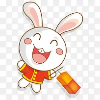 小白兔卡通小白兔拿灯笼的小白兔