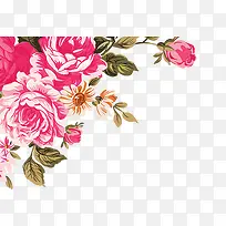 粉色温馨手绘花朵植物装饰