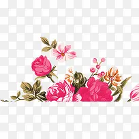 粉色手绘花朵中式手绘