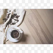 茶杯咖啡豆图片素材