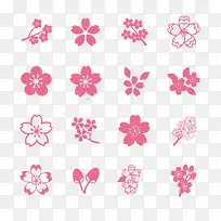 手绘各种粉色花朵