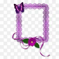 花朵蝴蝶装饰紫色边框
