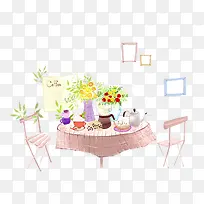 粉色餐桌下午茶