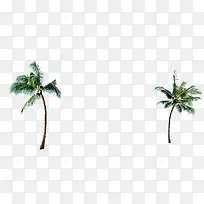 沙滩海边椰子树卡通