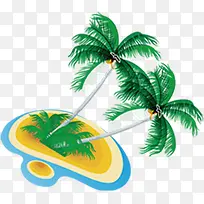 沙滩海边卡通手绘椰子树