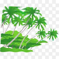 夏日沙滩海边卡通植物椰子树