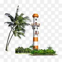 椰子树 灯塔